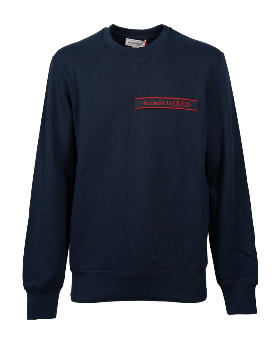 Alexander Mcqueen Selvedge Logo Tape Sweatshirt In Blue