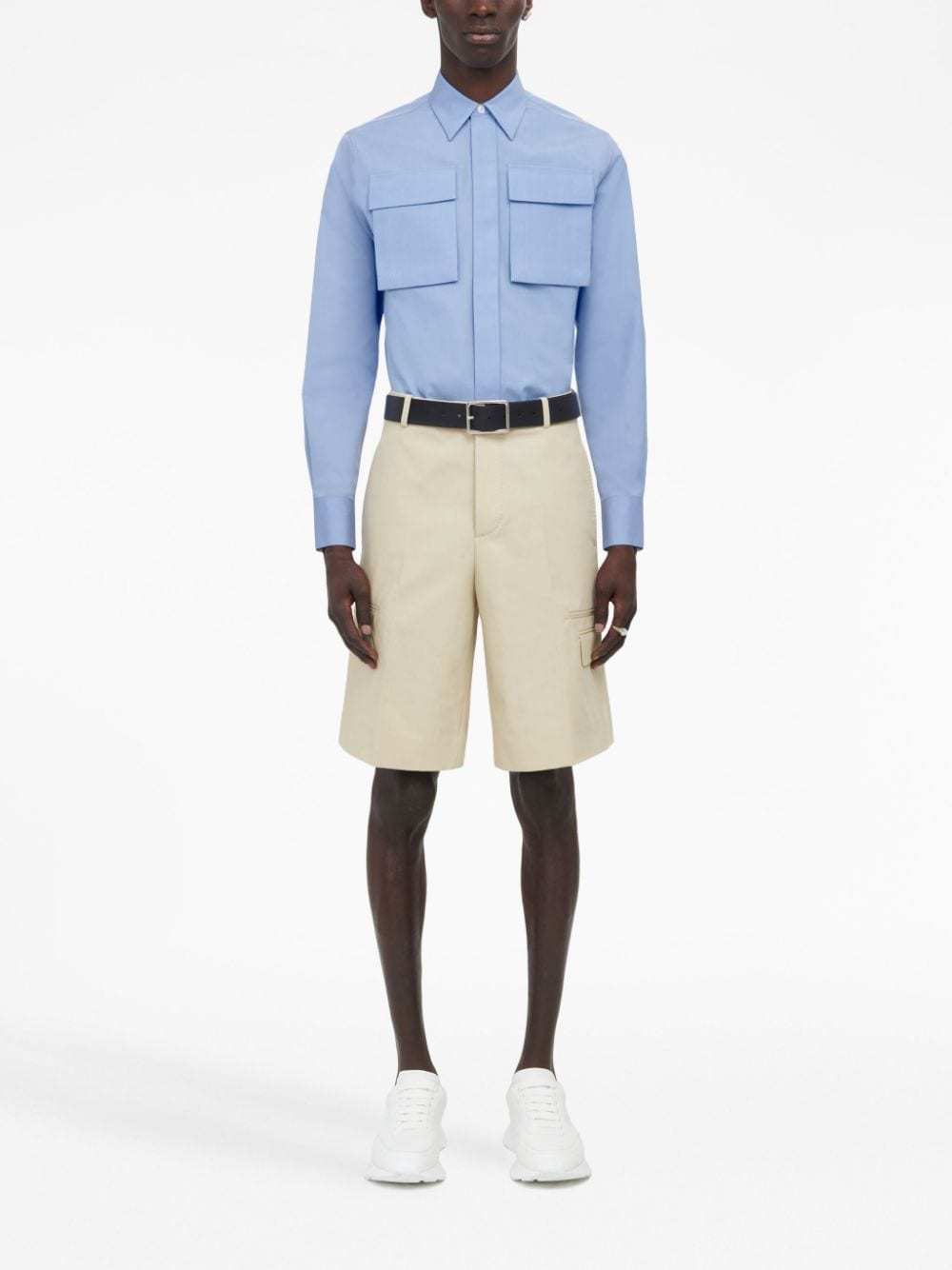 Alexander Mcqueen Tailored Cotton Shorts In Nude