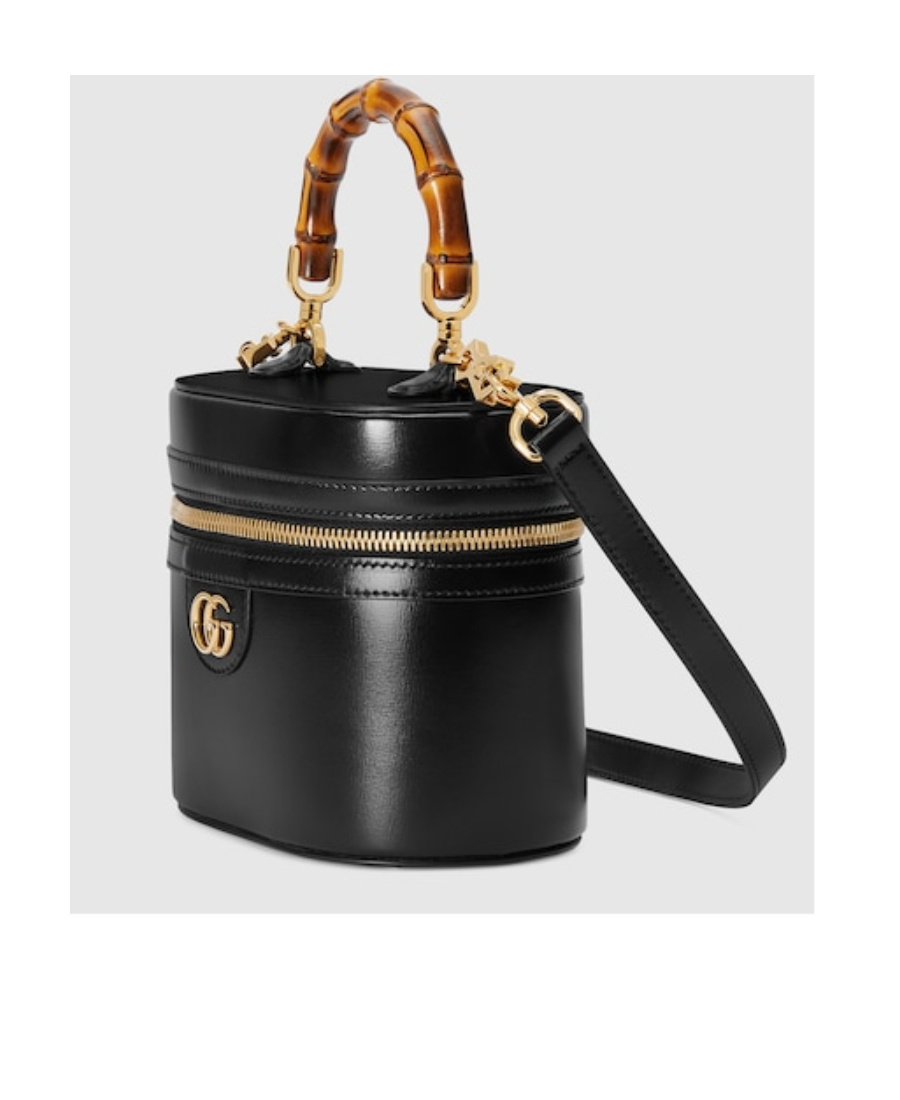 Gucci Black Mini Bamboo Shoulder Bag In Black