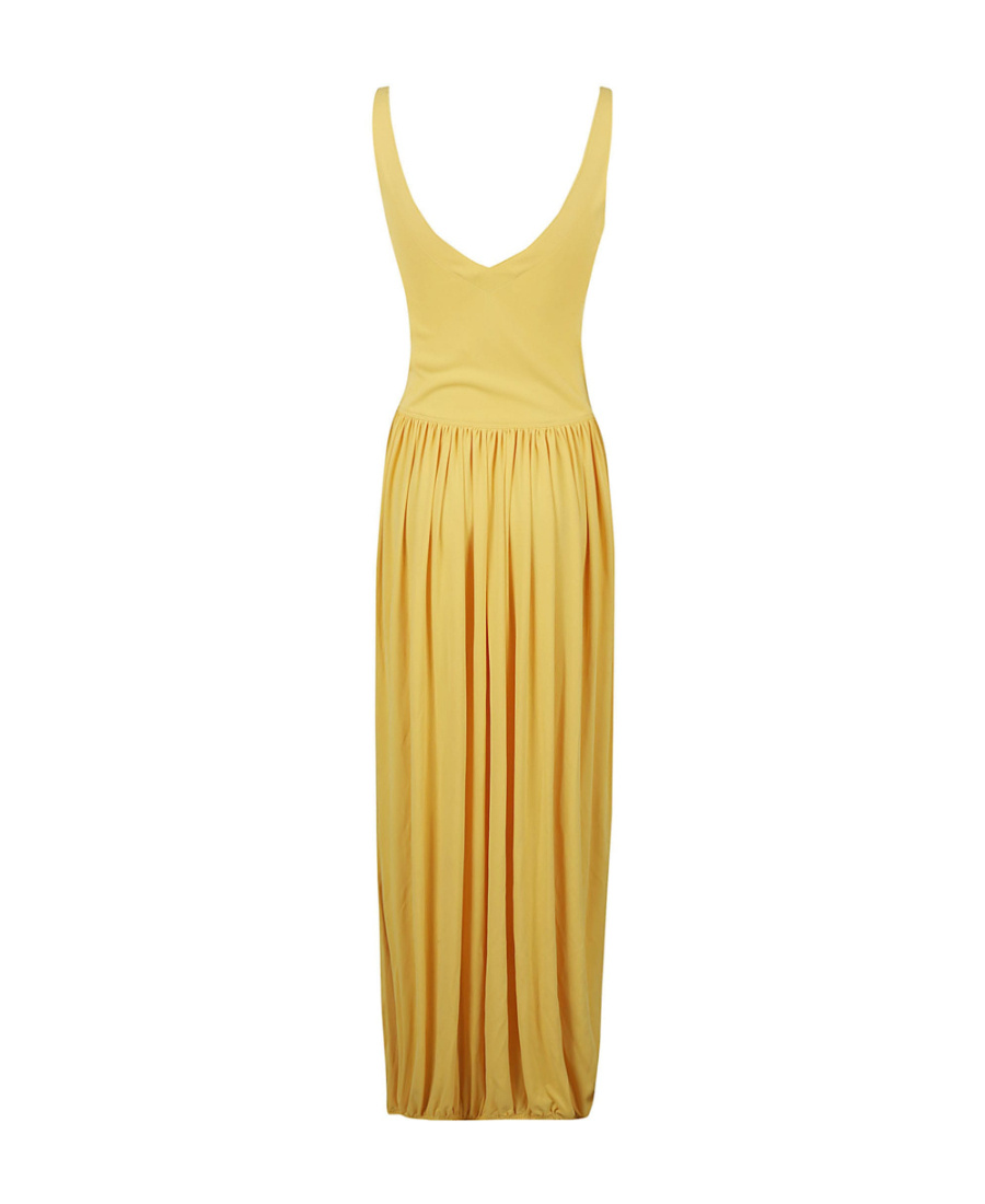 Lanvin Strap Waisted Midi Dress In Yellow