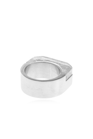 Rick Owens Hollywood Double Crystal Ring In Silver