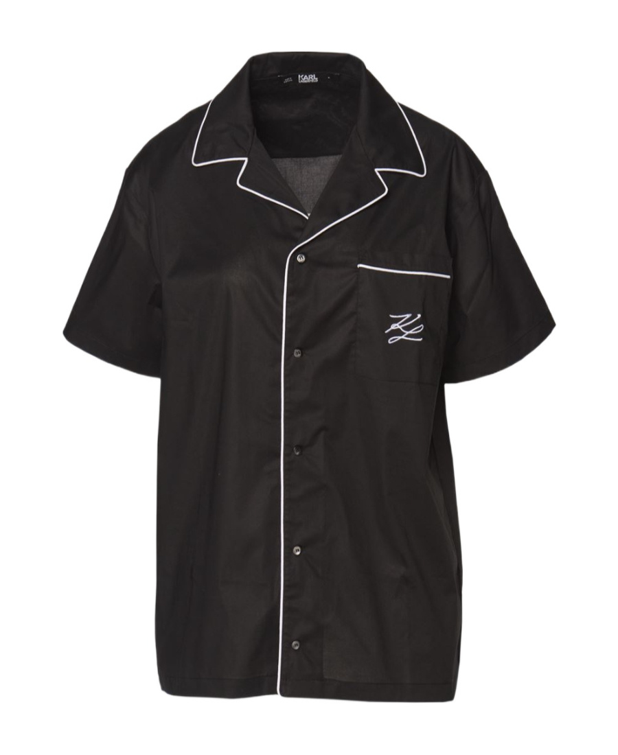 Karl Lagerfeld Short-sleeved Rolling Pajamas In Black