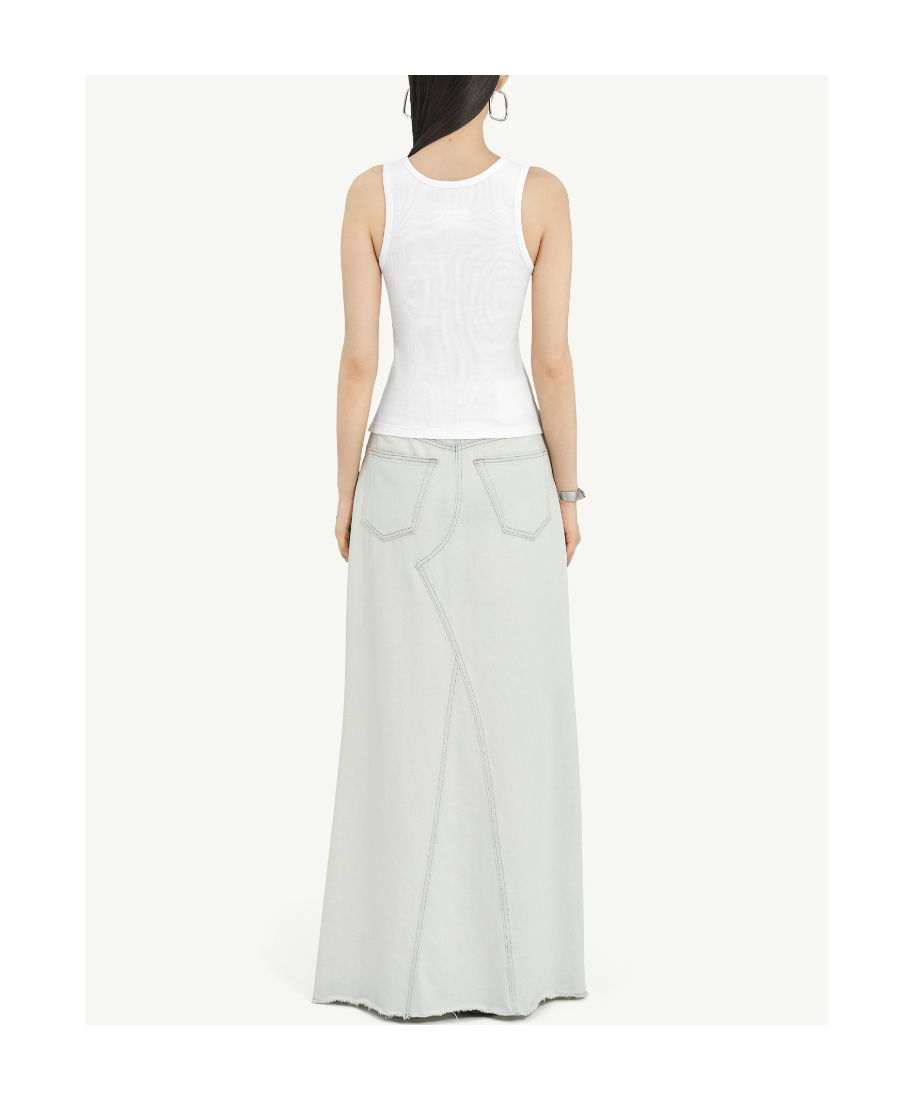 Shop Mm6 Maison Margiela Cotton Rib Jersey Vest Top In White