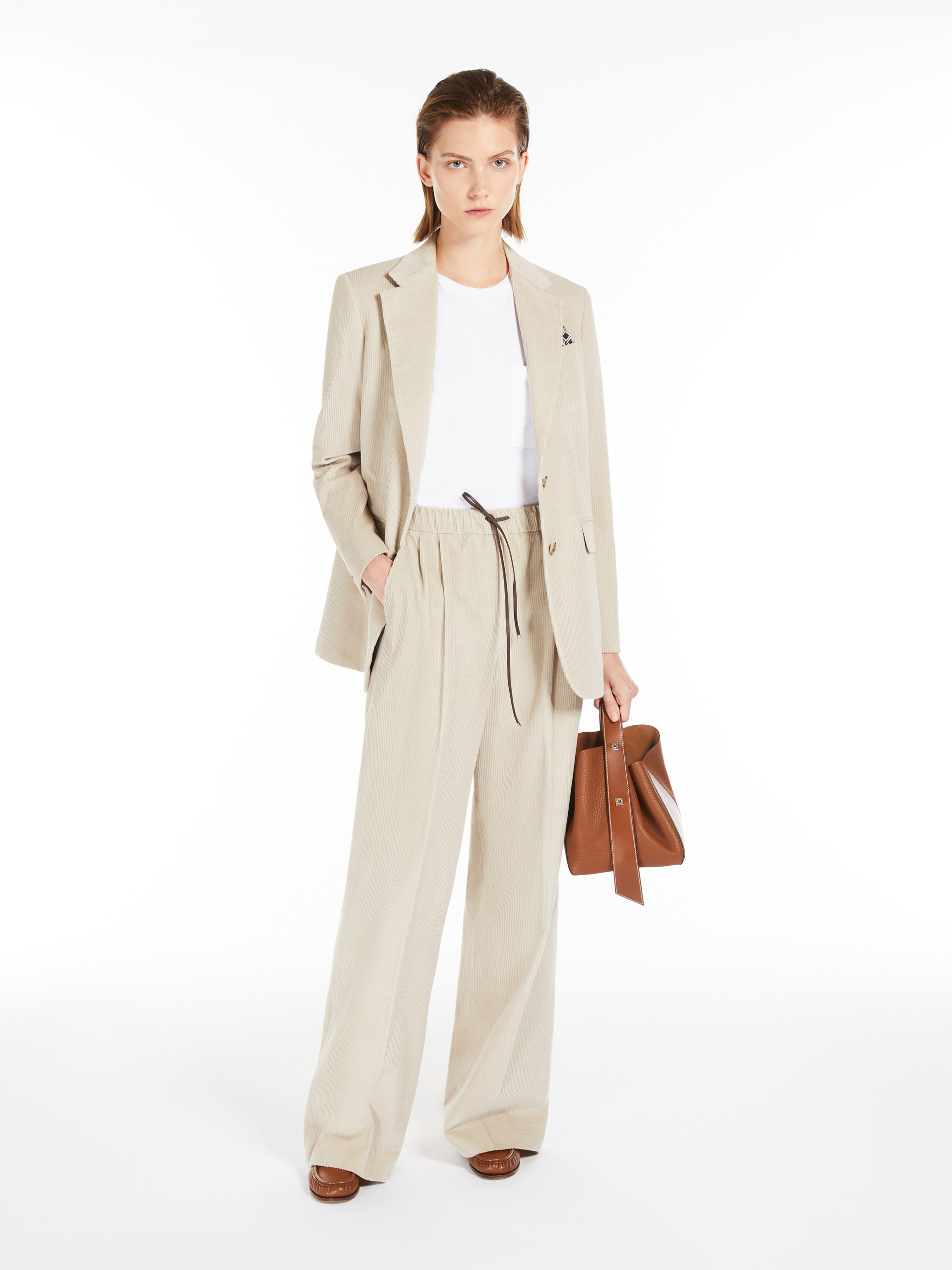Max Mara Corduroy Single-breasted Cashmere Blazer In White