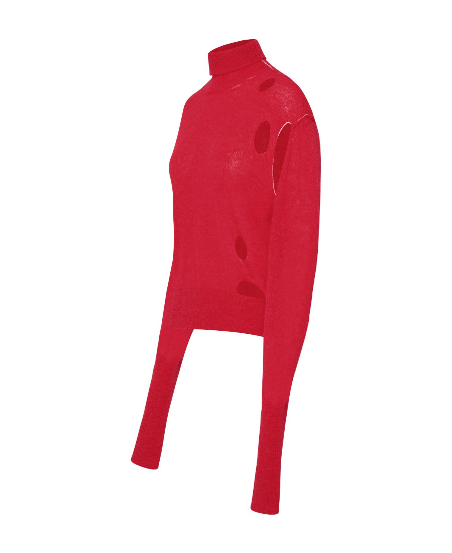 Mm6 Maison Margiela Half Glove Sleeves Turtle-neck Jumper In Red