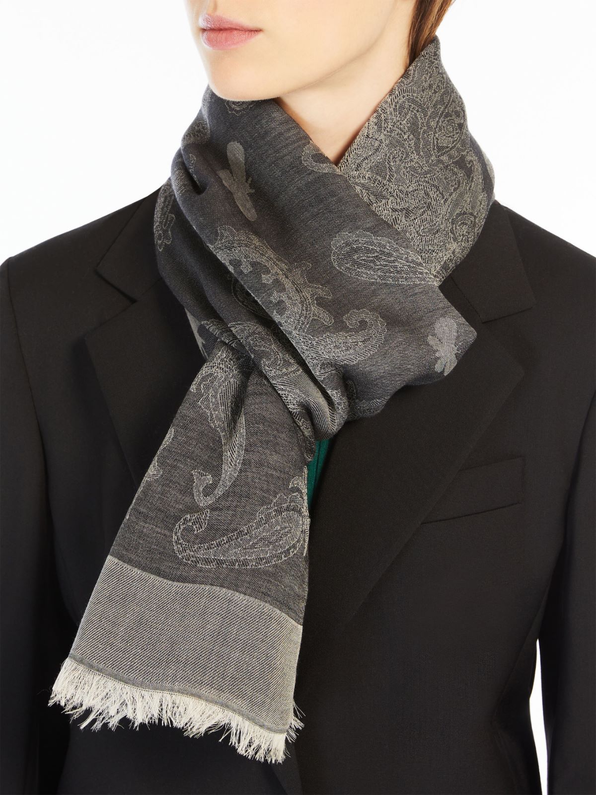 Weekend Max Mara Logo Jacquard Knitted Scarf In Gray
