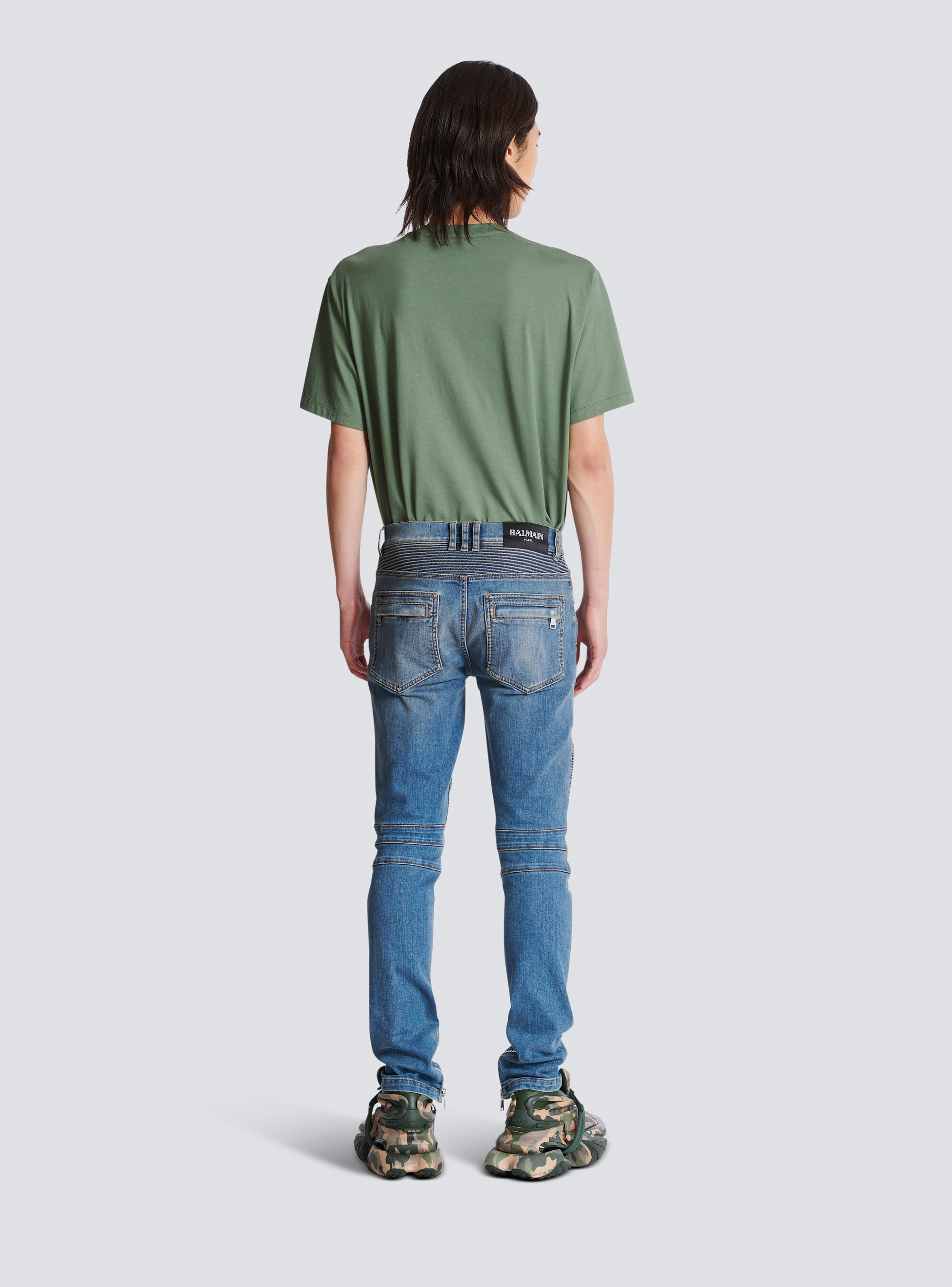 Balmain Slim Fit Jeans For Men In Gray