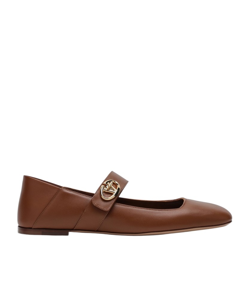 Valentino Vlogo Locker Ballerina Shoes In Brown
