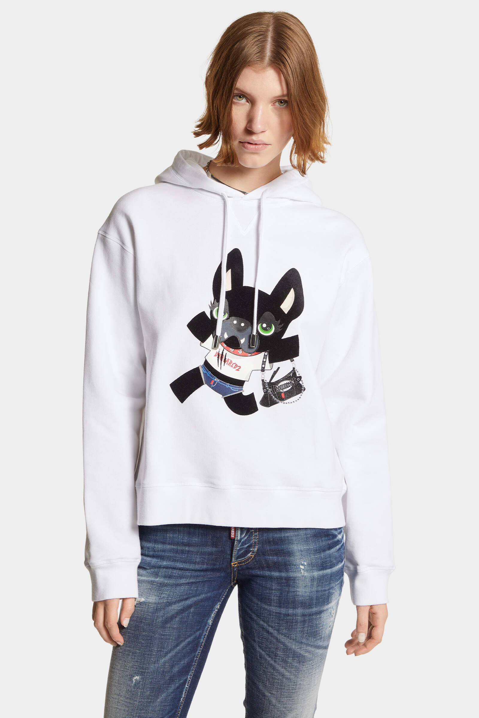 Dsquared2 Knitwear Hood Graphic Print In White