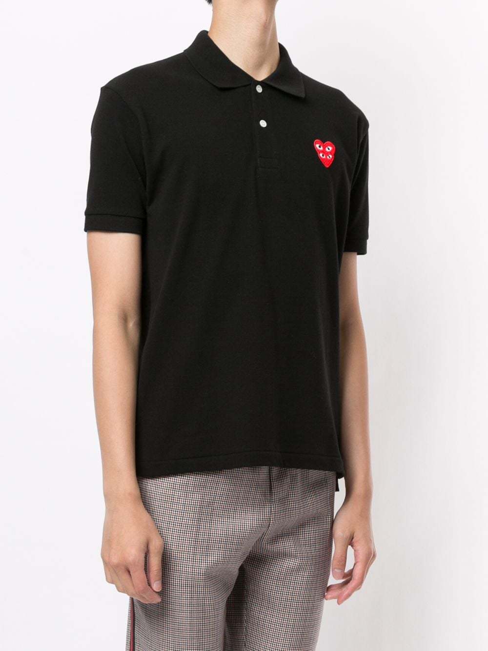 Comme Des Garçons Play Polo Shirt With Ribbed Collar And Straight Hem In Black