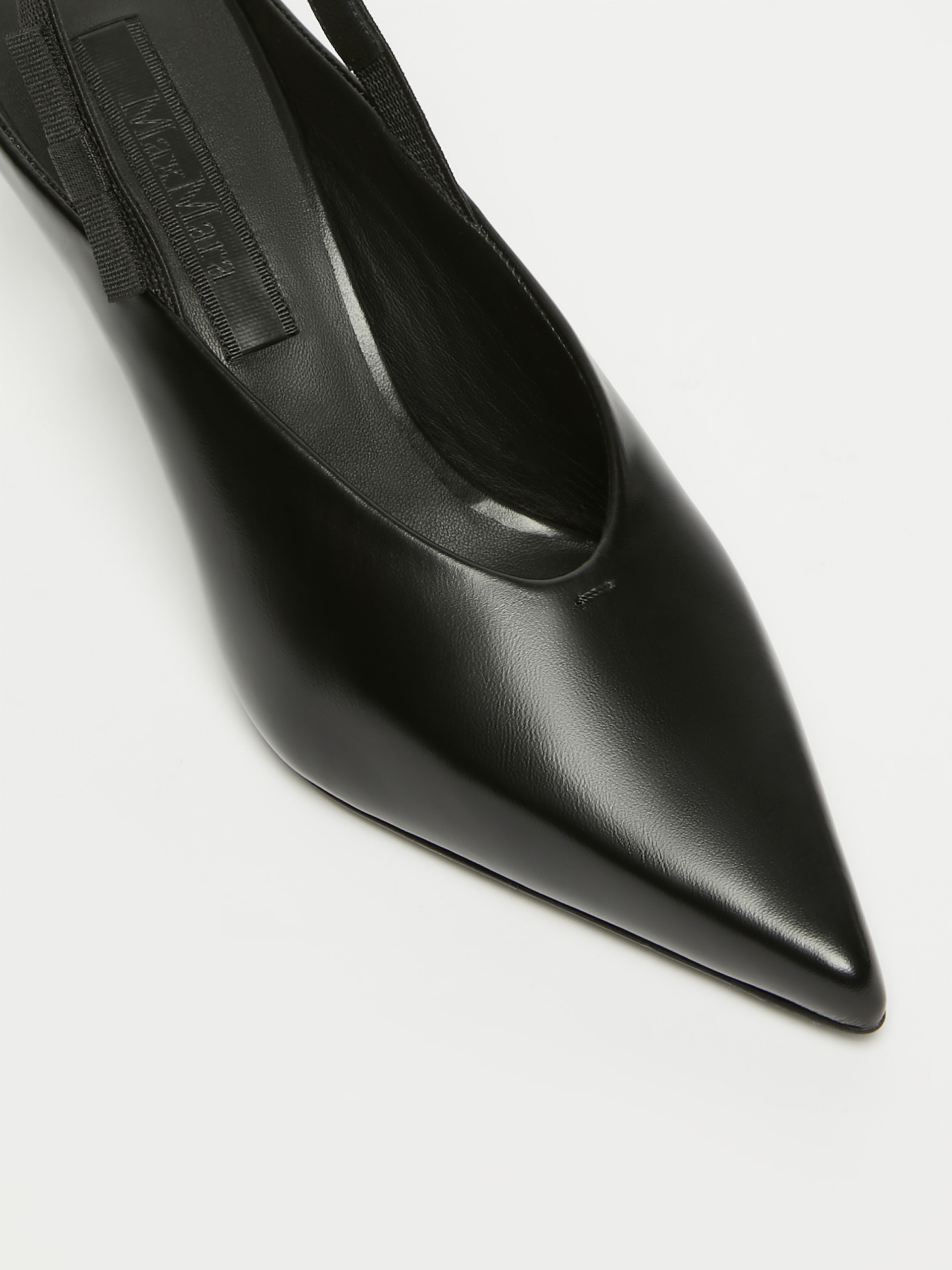 Max Mara Leather Slingback Mules With Bow In Black
