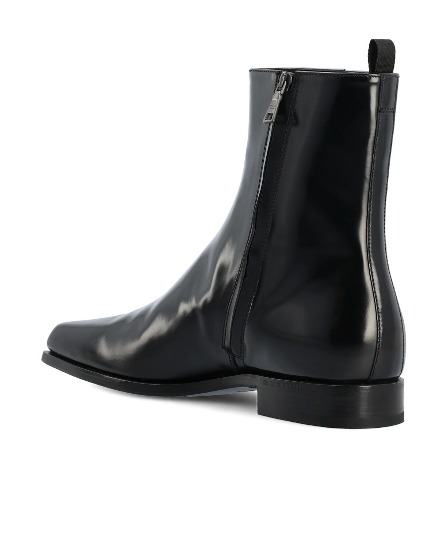 Prada Men's Jokoto Leather Zip Ankle Boots In Black