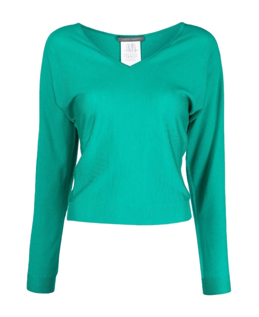 Alberta Ferretti V-neck Sweatshirt In Green