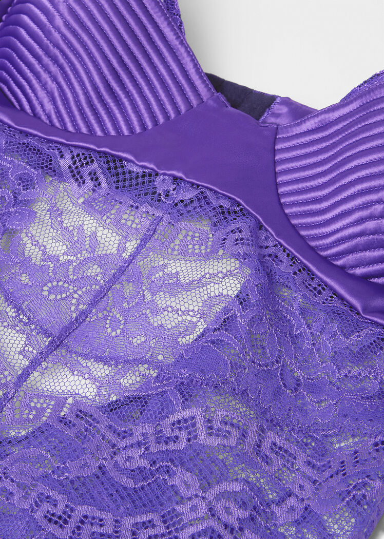 Versace Lace Sleeveless Bodysuit In Purple