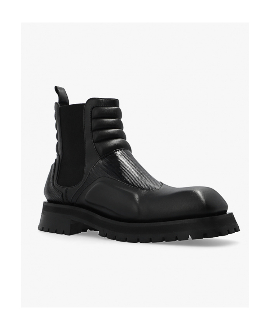 Balmain Army Leather Chelsea Boots In Black