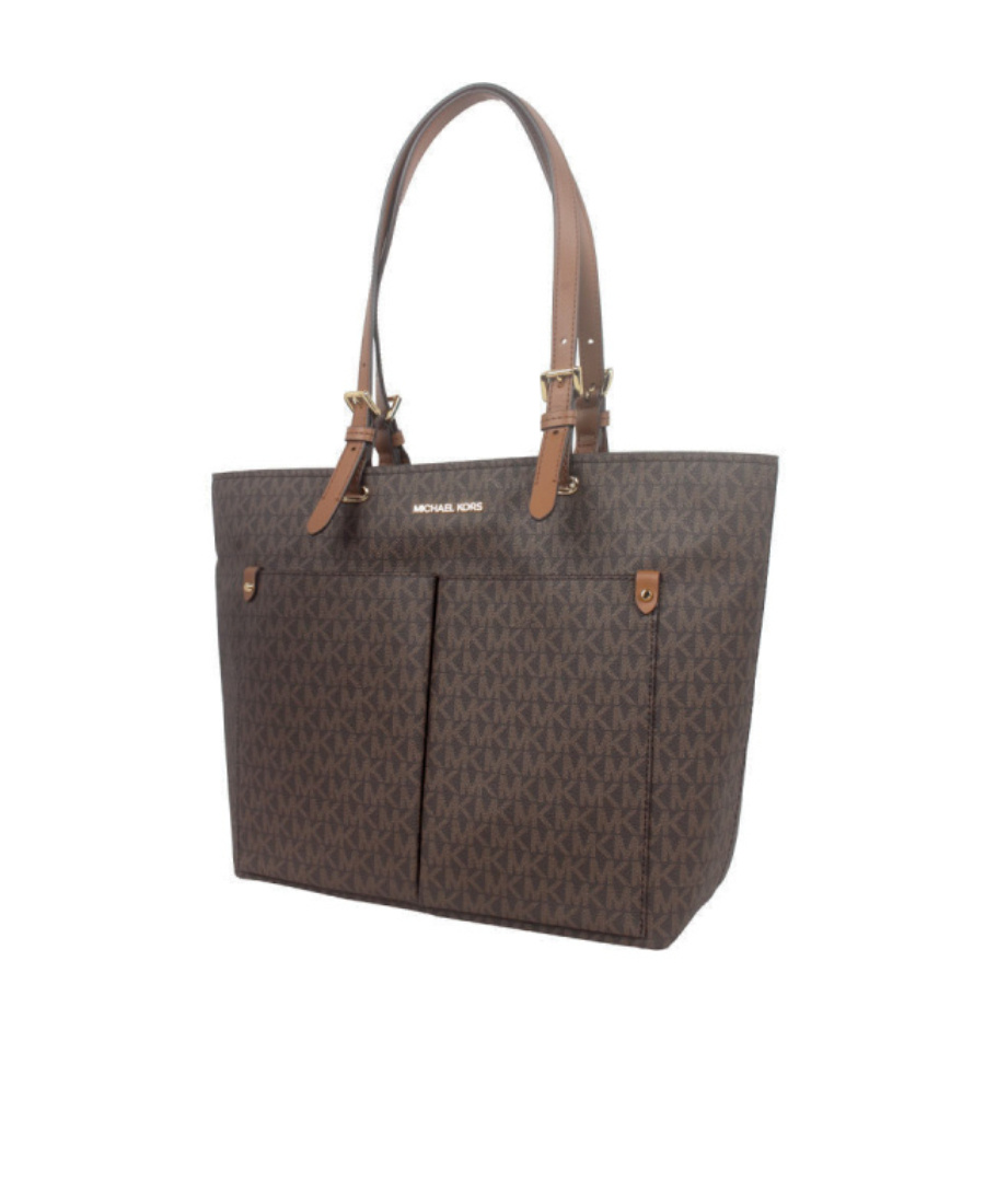 Michael Kors Jet Set Medium Logo Pocket Todd Bag In Black