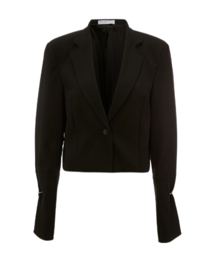 Jw Anderson Ring Detail Cropped Blazer In Black
