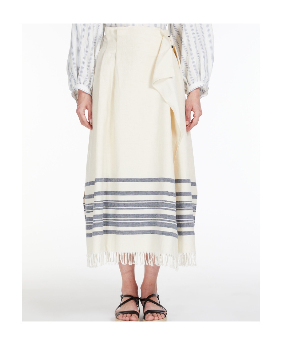 Weekend Max Mara Striped Printed Skirt In White
