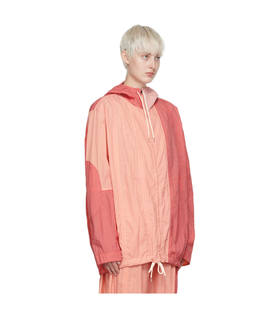 Stella Mccartney Two-tone Crinkled Bomber Jacket In Pink
