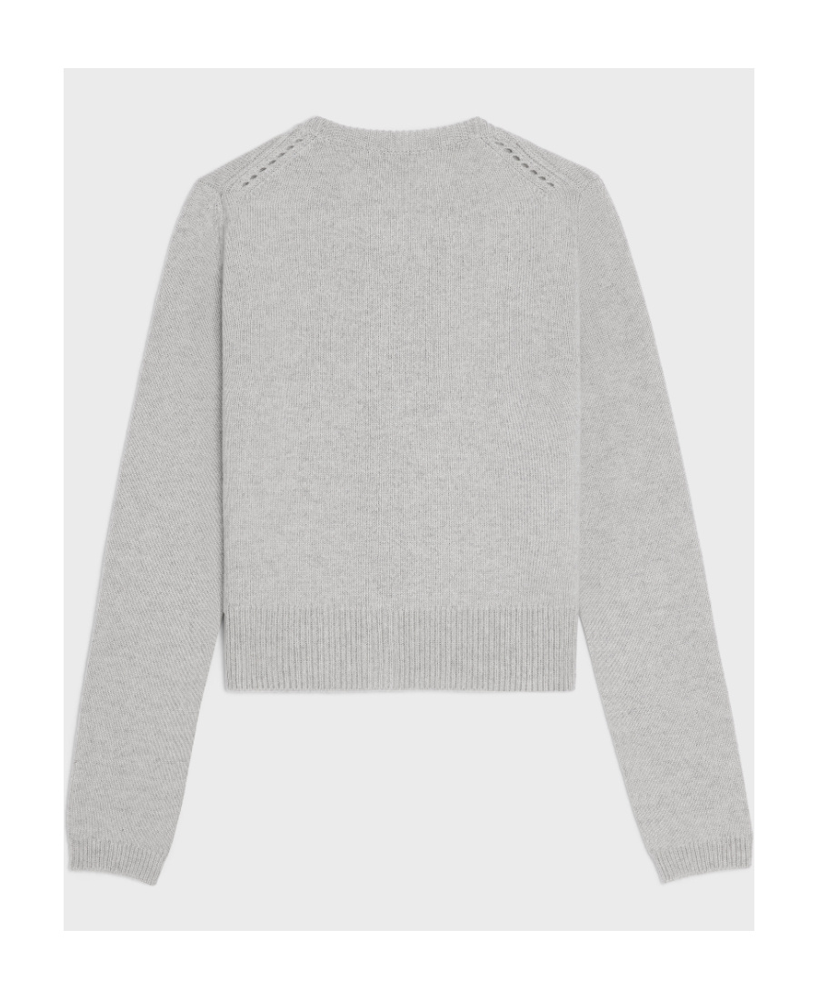 Celine Round Neck Cashmere Knitted Cardigan In Gray