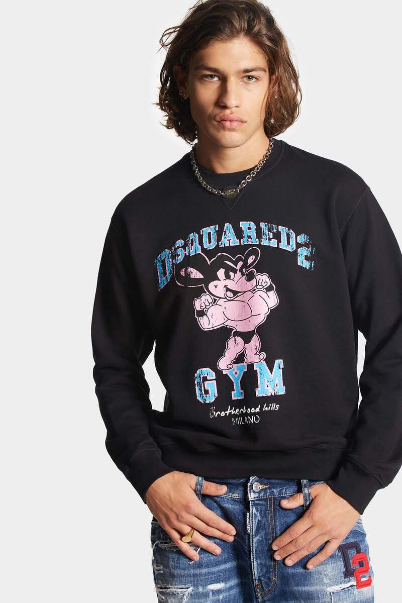 Dsquared2 Graphic-print Cotton Sweatshirt In Black