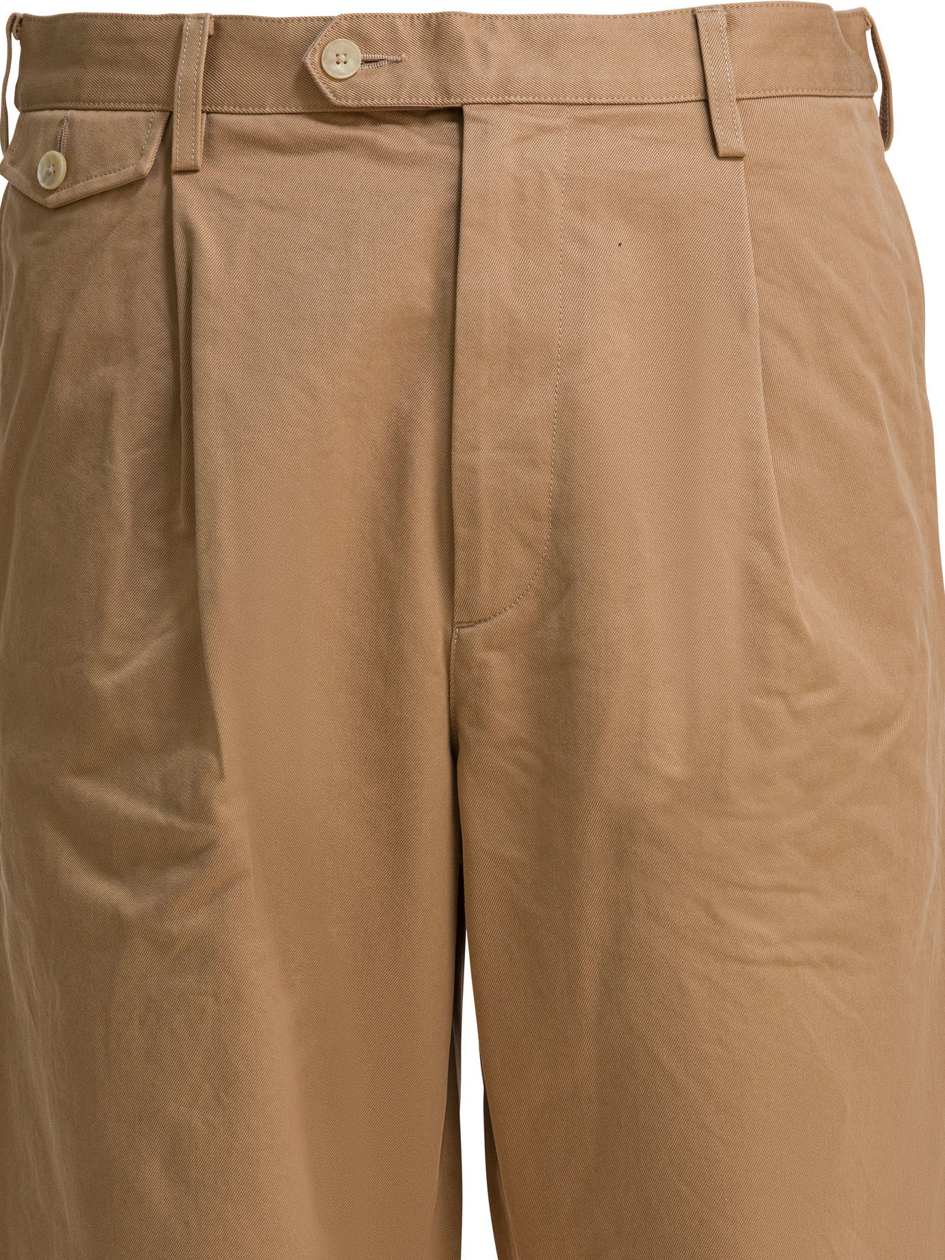 Auralee Pleat-detail Chinos In Brown