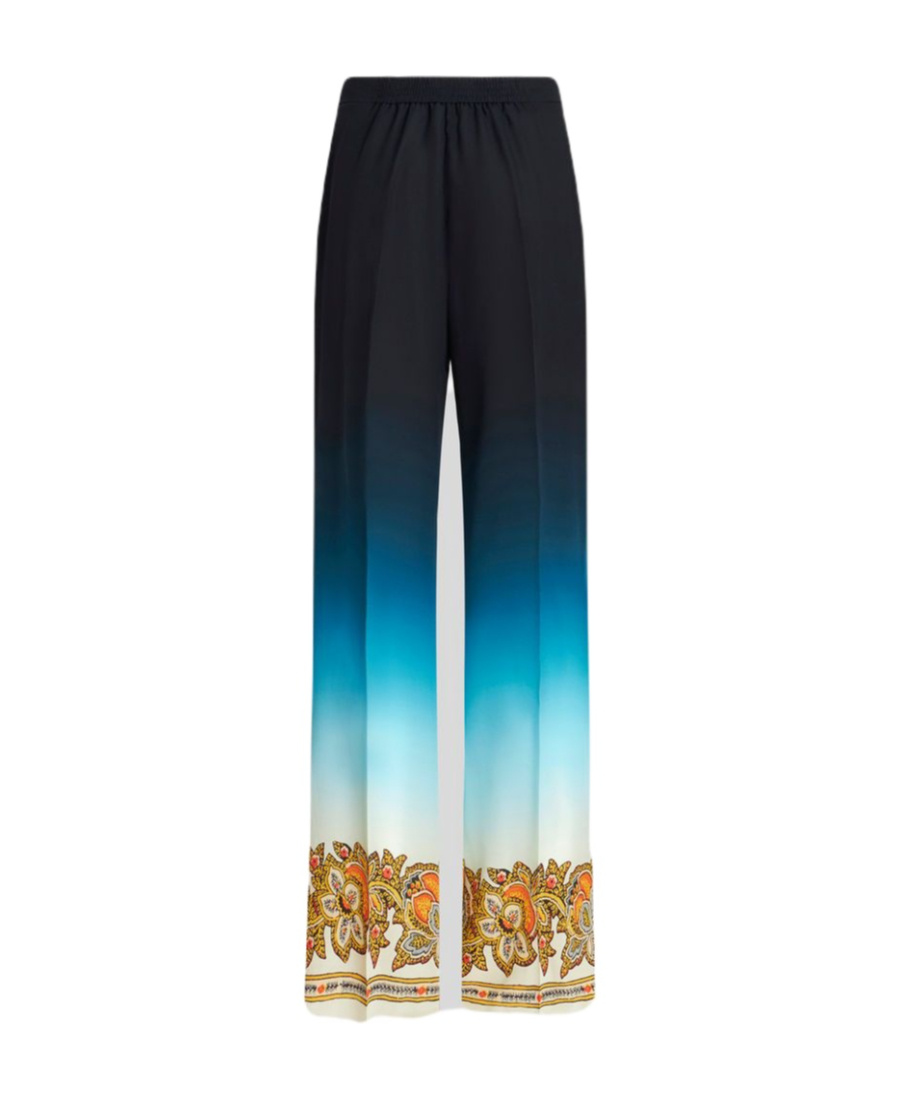Etro Colour Shaded Crêpe De Chine Palazzo Trousers In Black