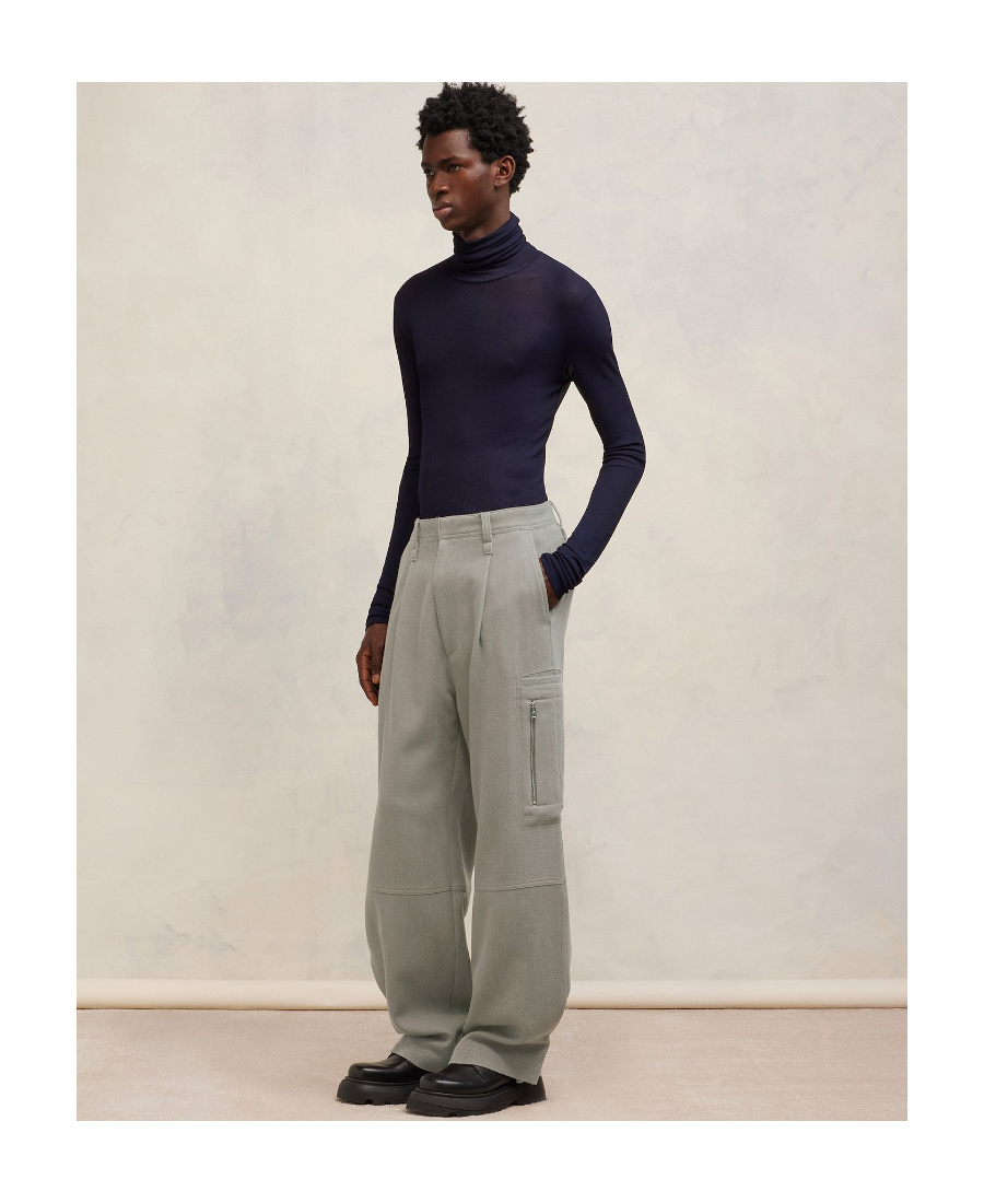 AMI ALEXANDRE MATTIUSSI AMI PLEATED WIDE-LEG CARGO PANTS 