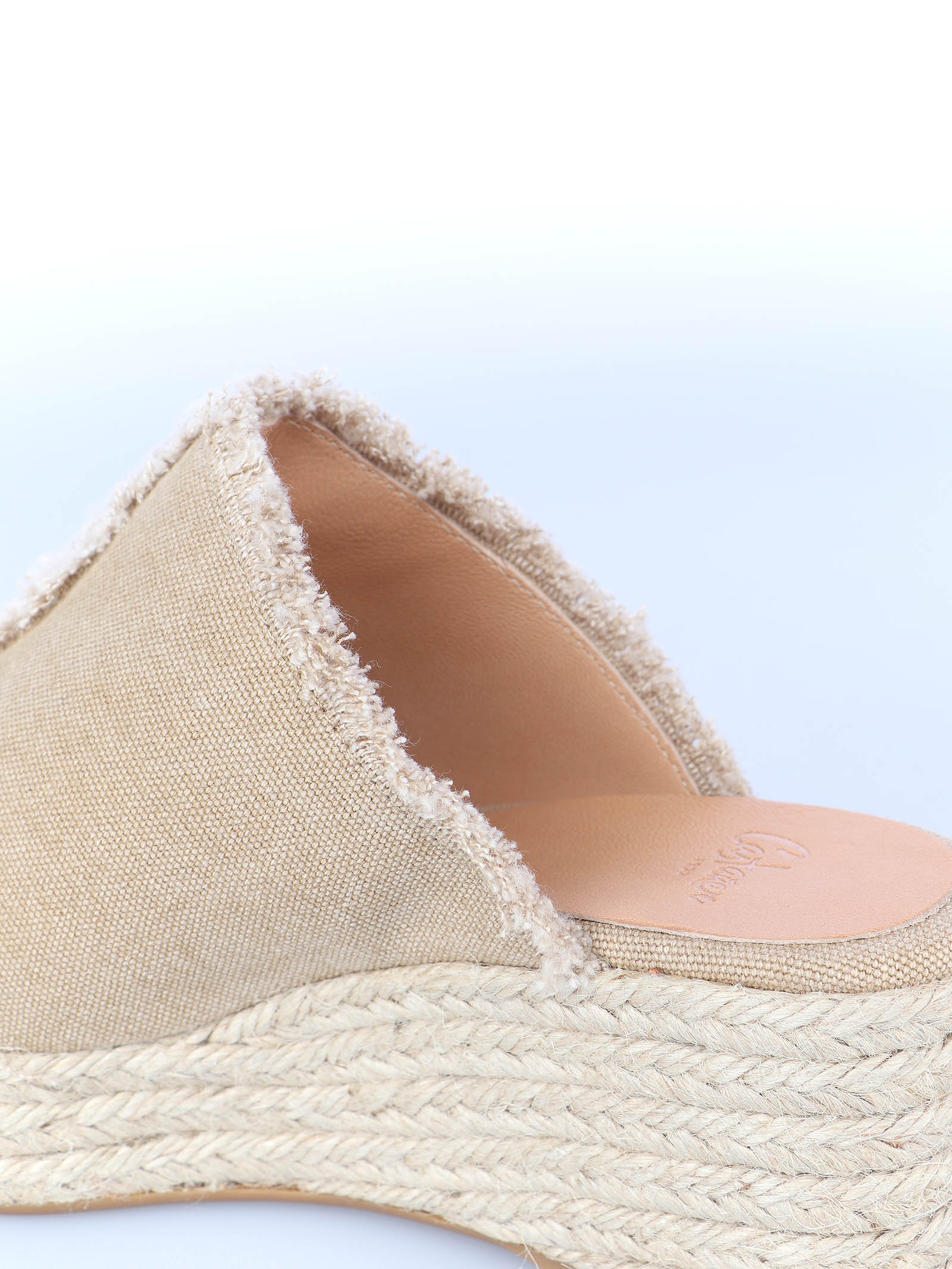 Castaã±er Frayed Espadrille Mules In Nude