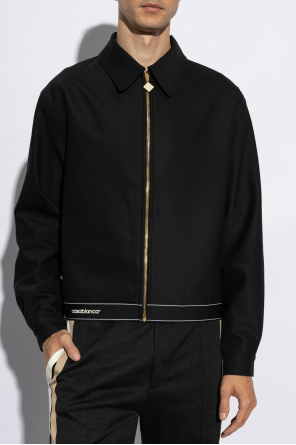 Casablanca Cropped Wool Jacket With Classic Collar In Black