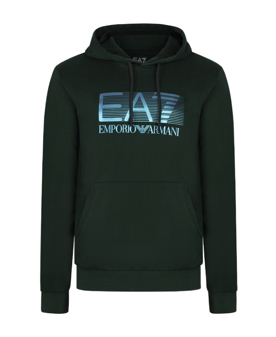 Ea7 Logo Hooded Sweater In Black