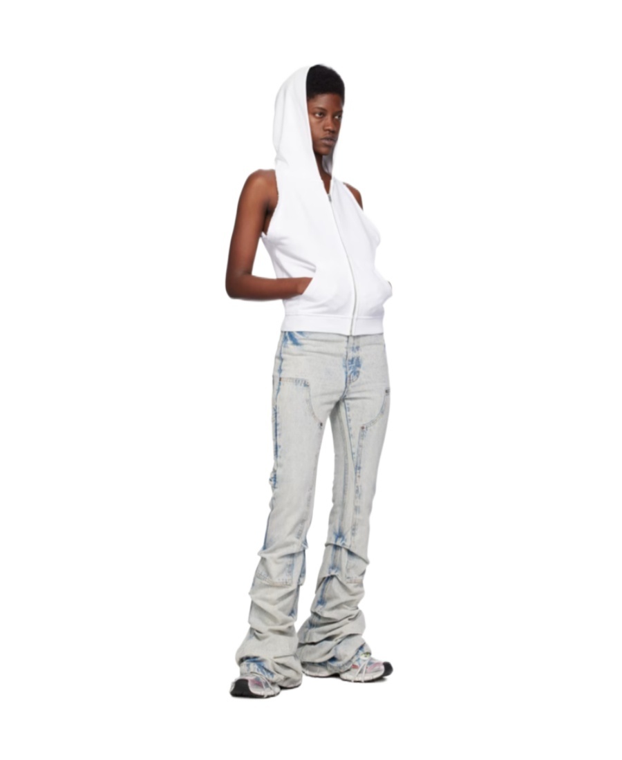 We11 Done Plain Knitted Hooded Sleeveless Vest In White