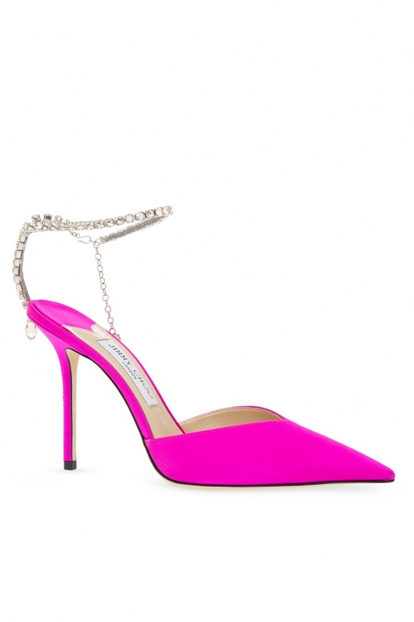 Jimmy Choo Saeda 100 Pink Satin Sandals In Pink