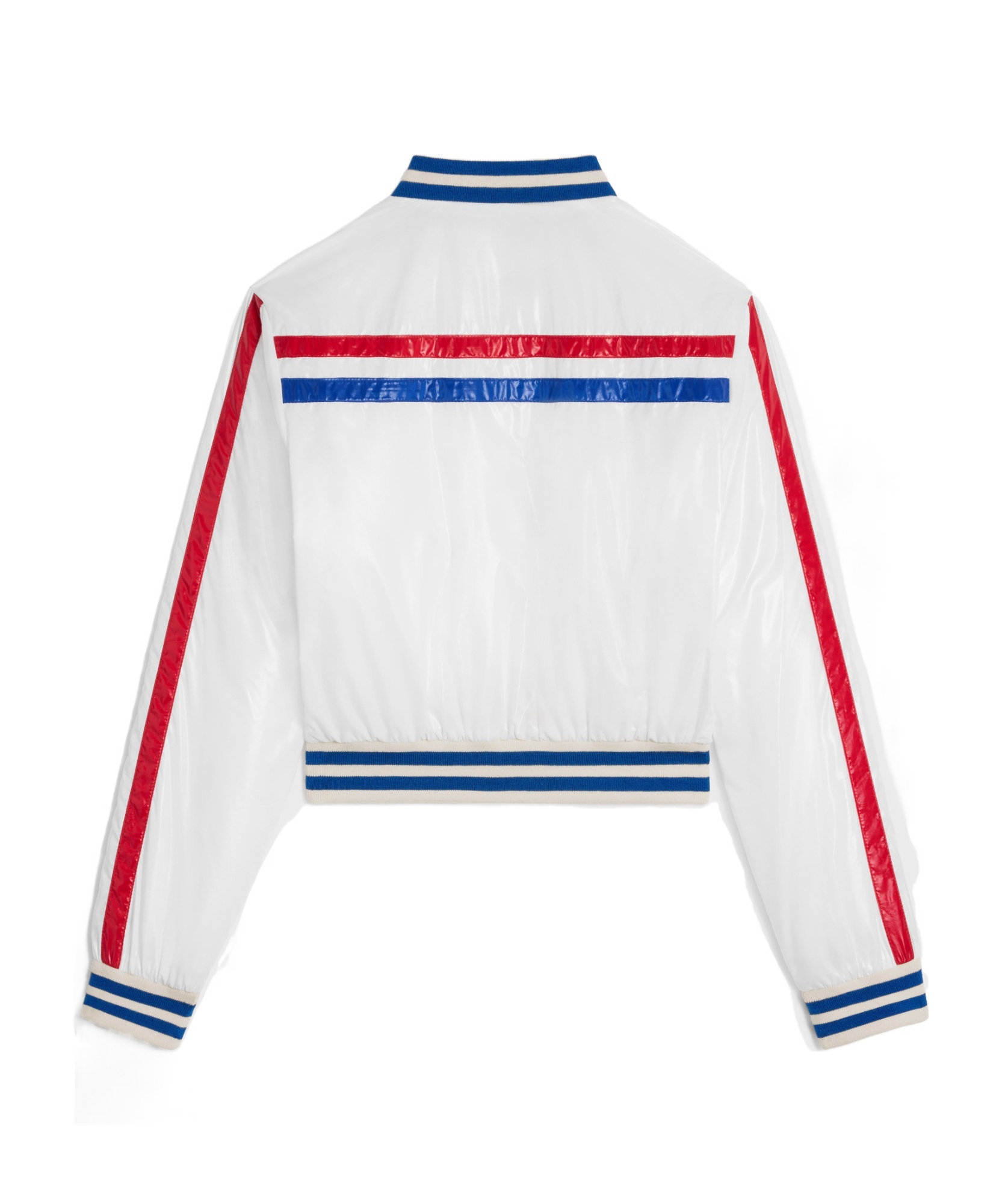 Shop Celine Cropped Blouson Jacket In Lightweight Nylon In White