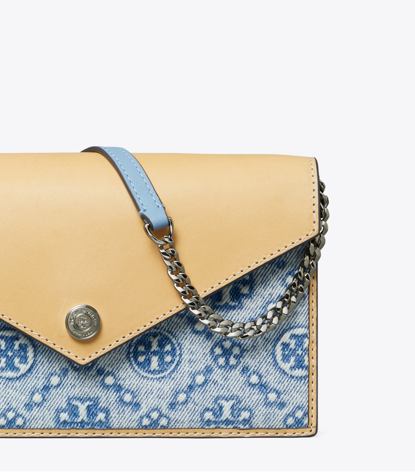 Tory Burch T Monogram Cross Body Bag In Gray-blue