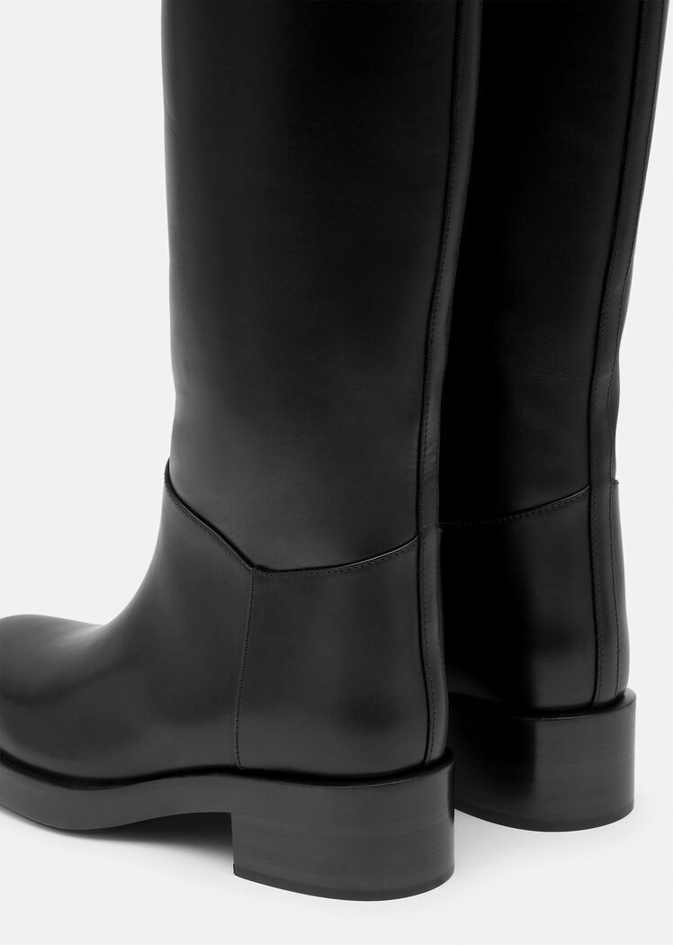 Versace Black High Boots With '95 Medusa Detail In Black