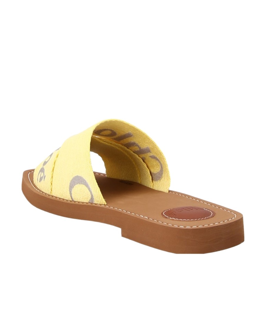 Chloé Logo-strap Flat Slides In Yellow