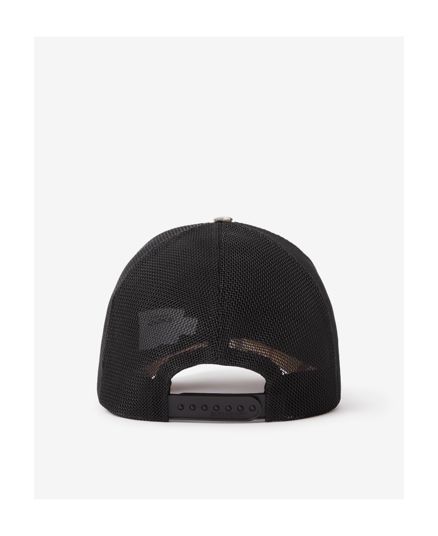 Burberry Check-pattern Mesh Cap In Nude