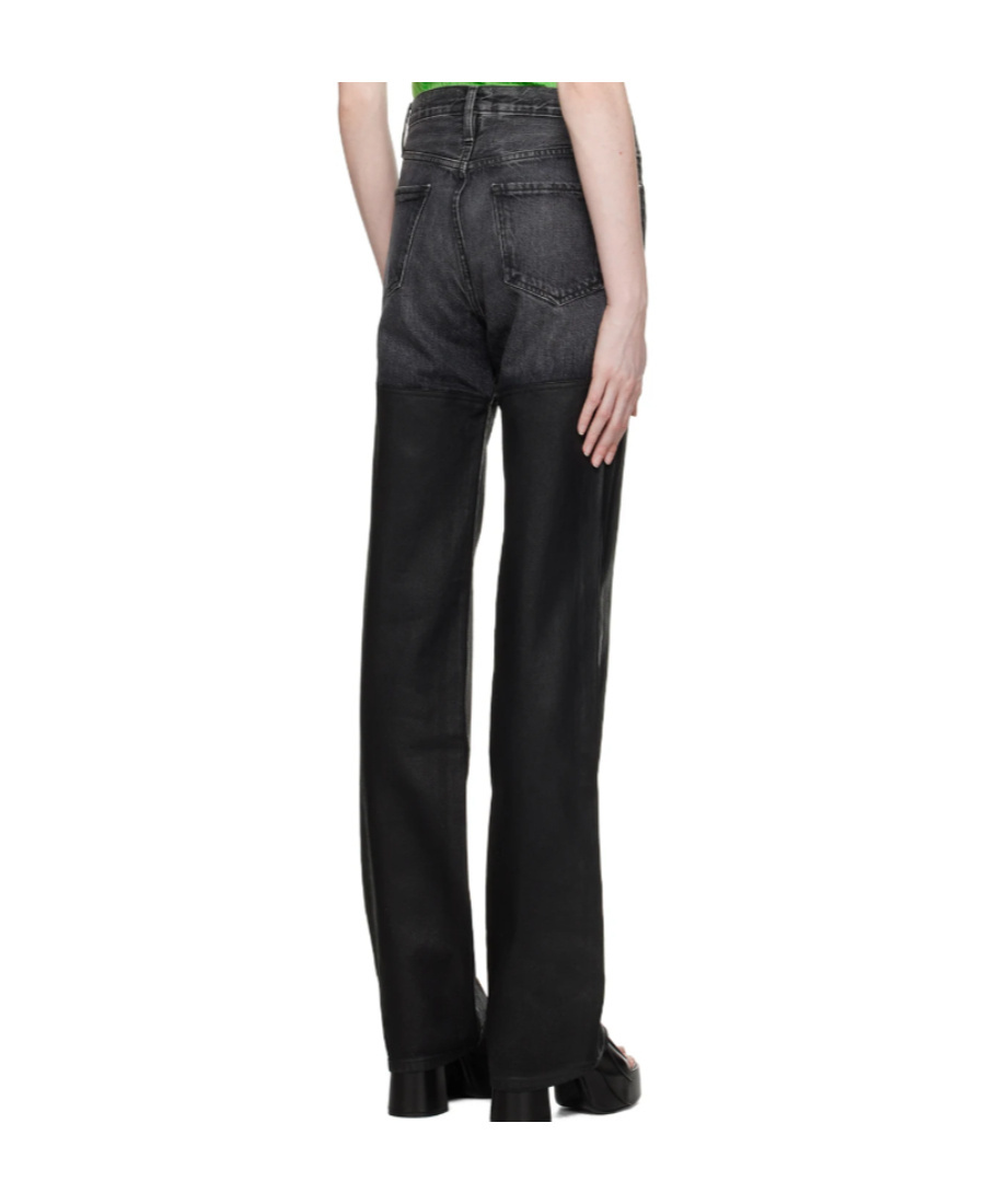 Frame Belt Ring Gradual Change Jeans In Black