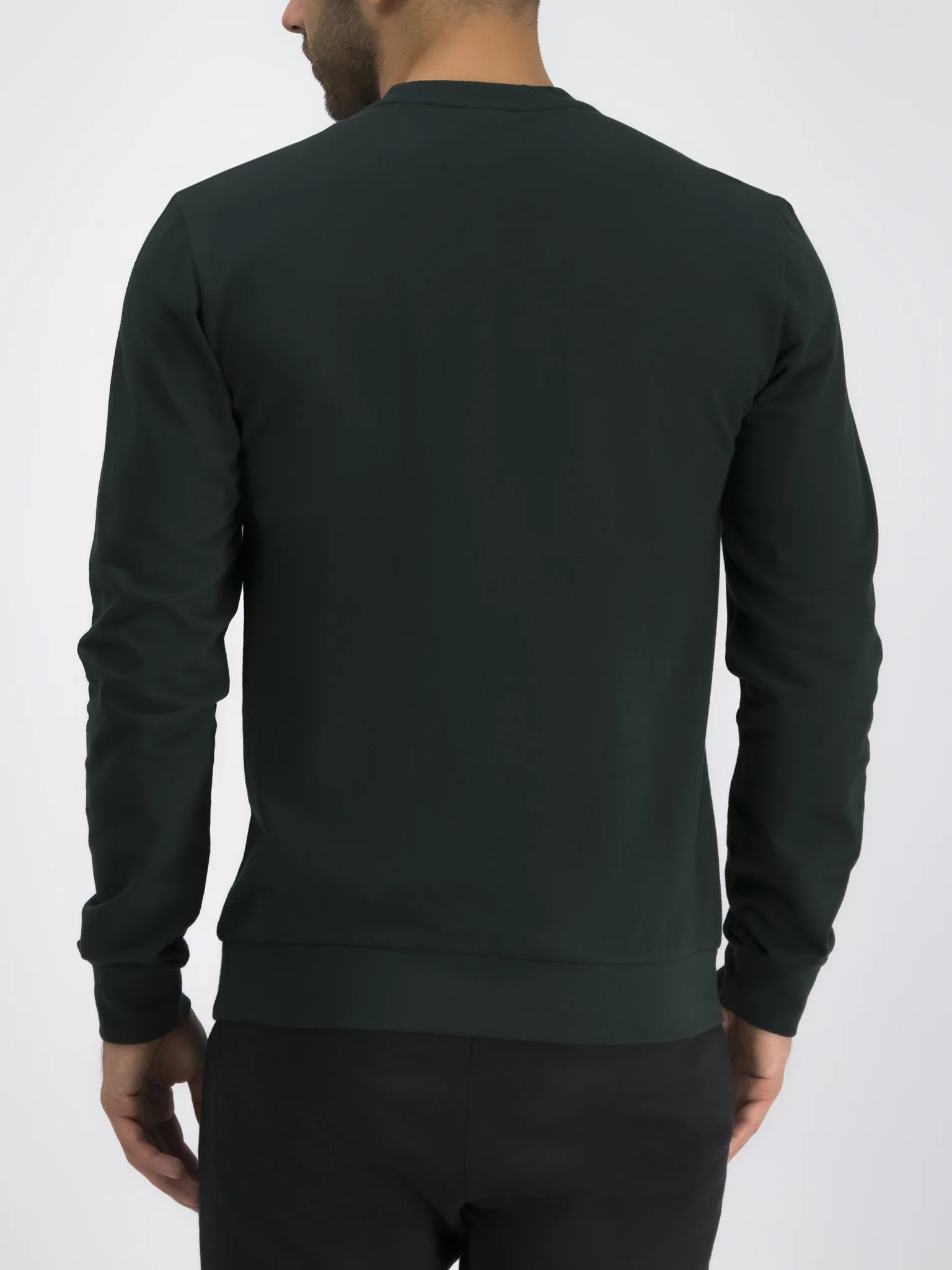 Ea7 Round Collar Long Sleeve Sweater In Black