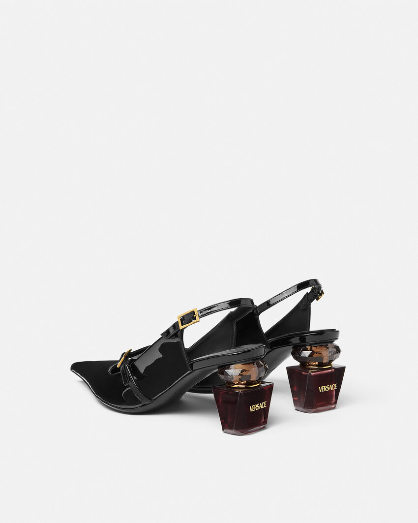 Versace Pointed-toe Slingback Pumps In Black