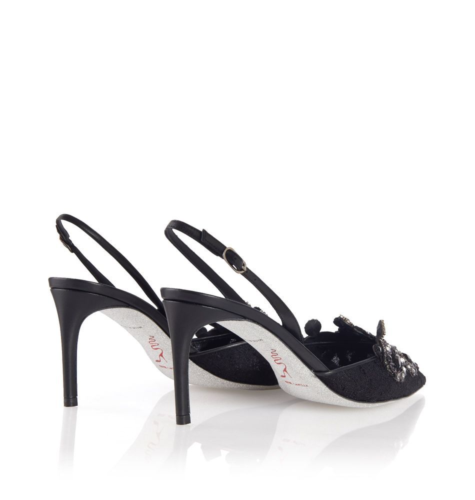René Caovilla High-heeled Shoes With Diamond Tips In Black