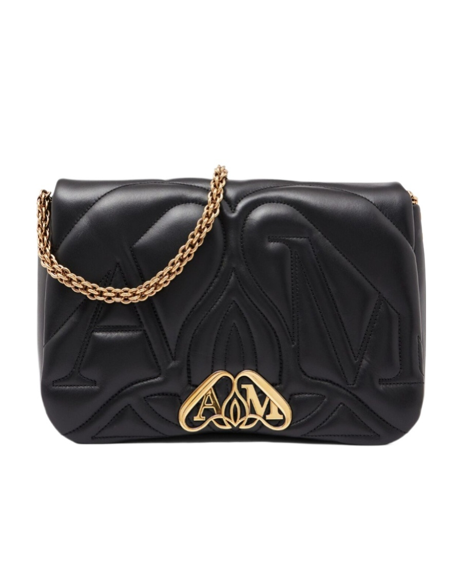 Alexander Mcqueen Quilted Leather The Seal Shoulder Bag In Black