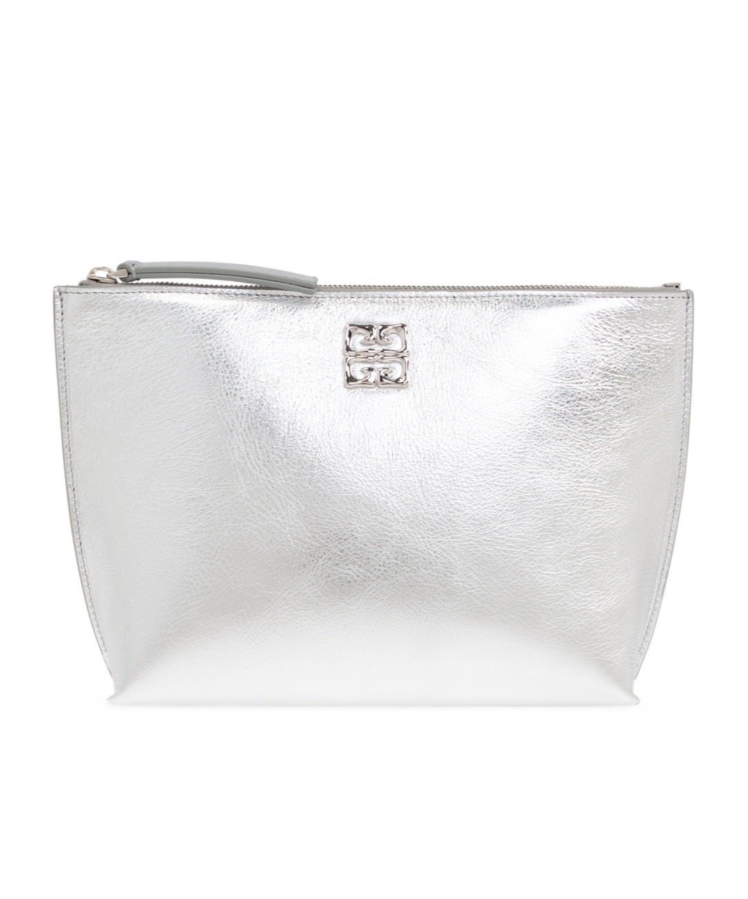 Givenchy Liquid Logo Plaque Metallic Clutch Bag In White