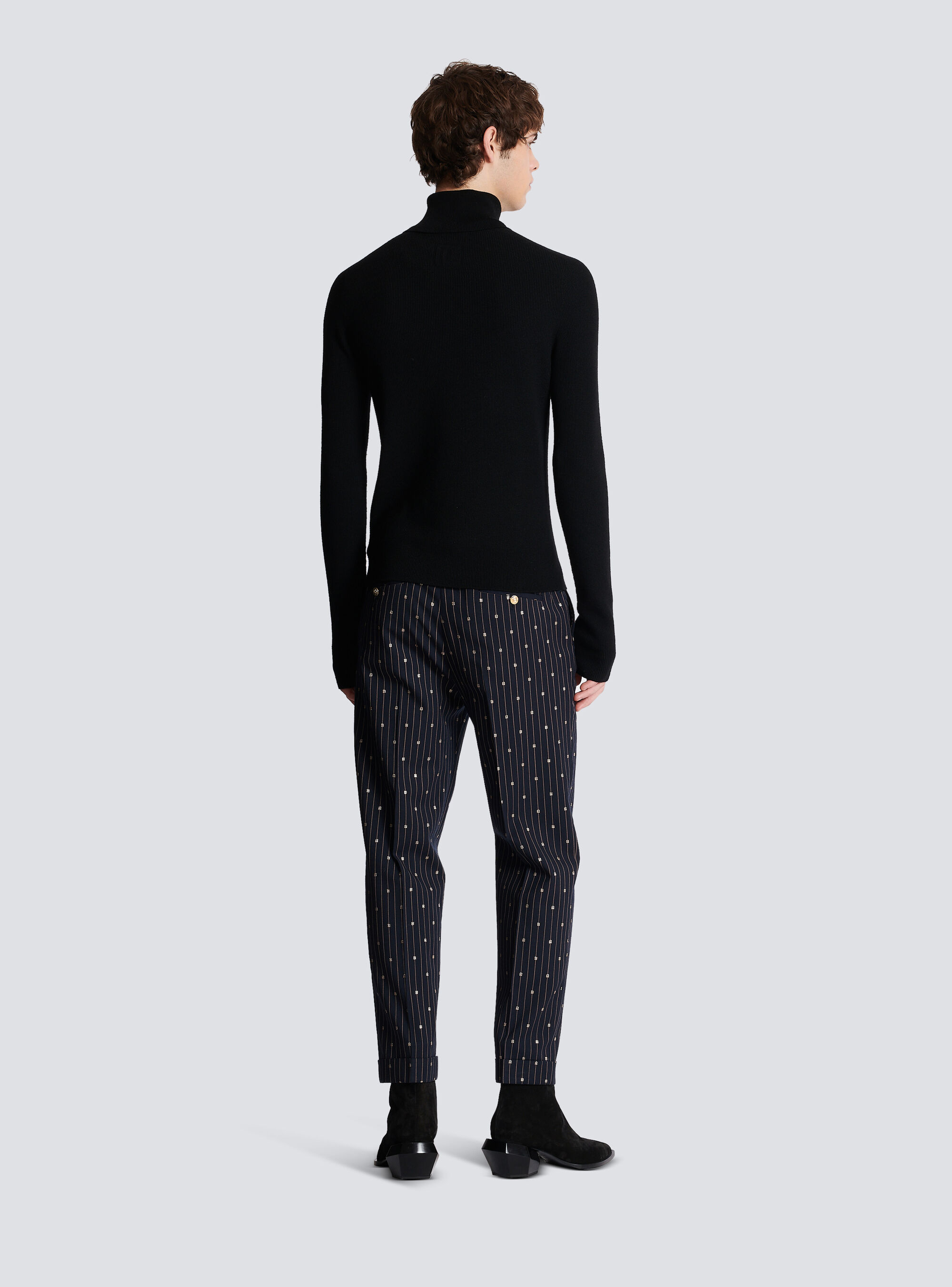Shop Balmain Pb Turtleneck In Black