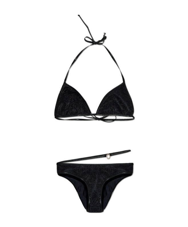 Shop Oseree Lurex Bikini In Black