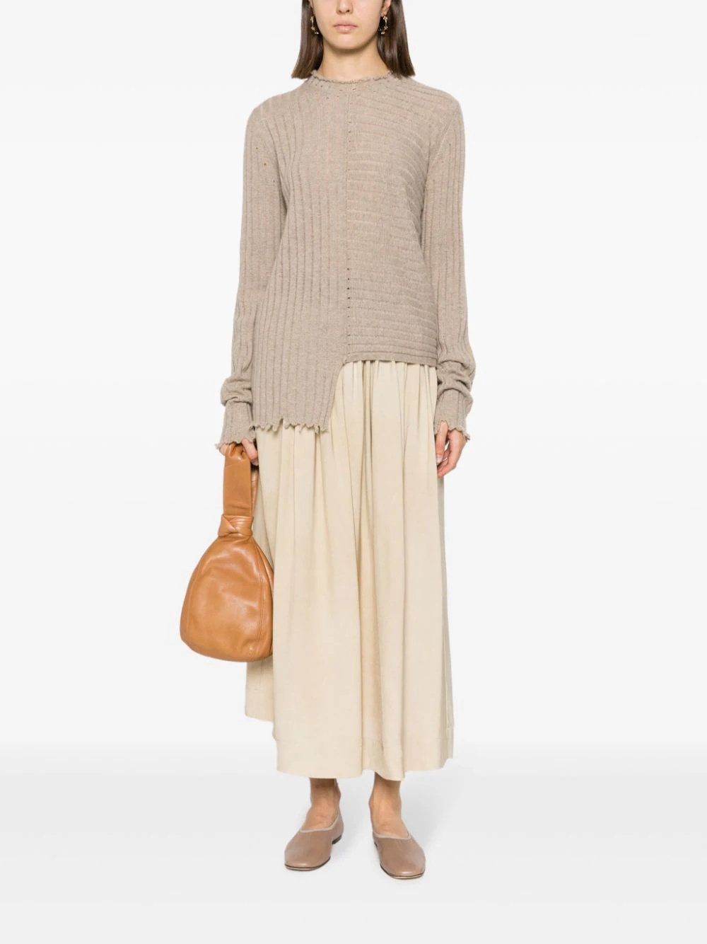 Uma Wang Asymmetric Cashmere Jumper In Nude