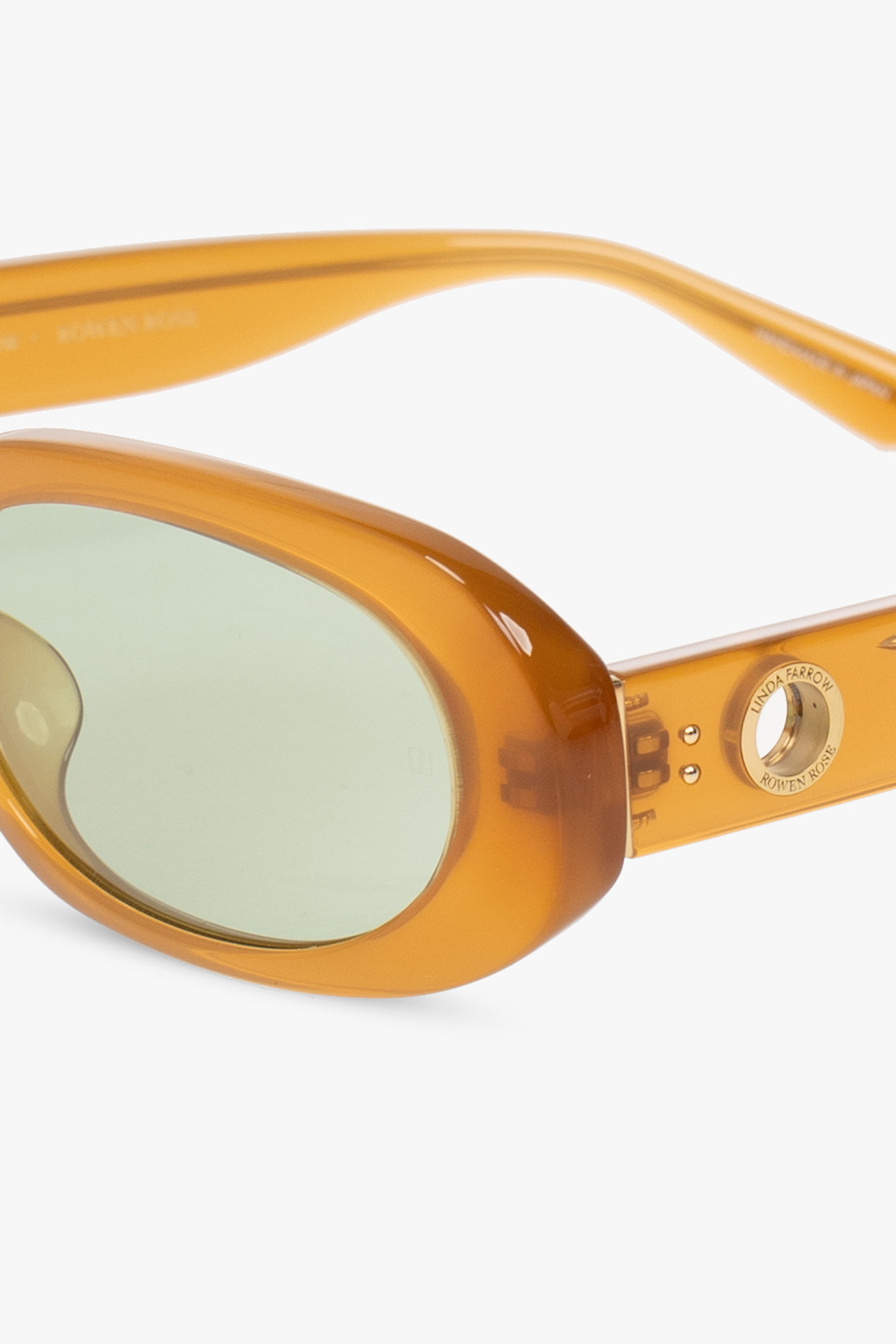 Linda Farrow X Rowen Rose Cara Oval Framed Sunglasses In White