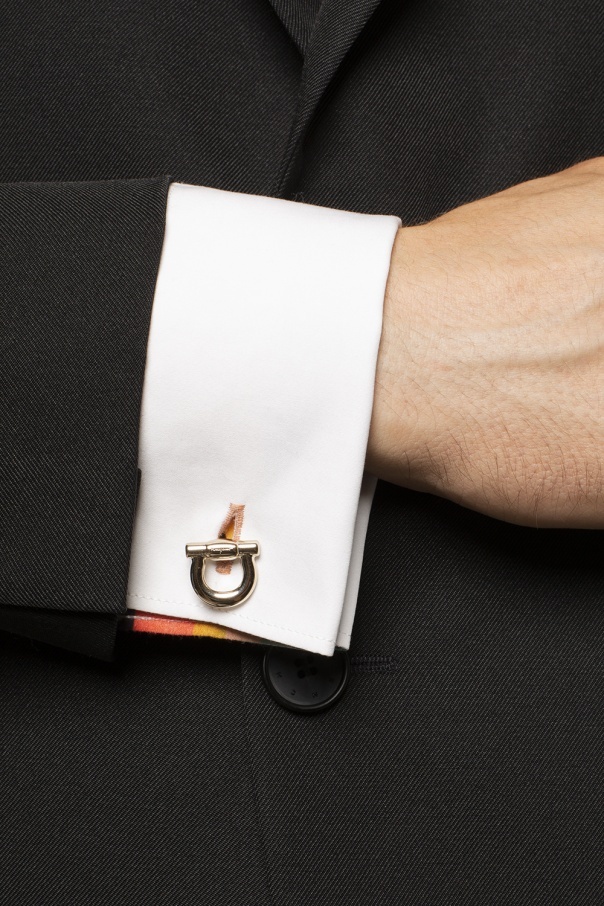 Ferragamo Gancini Logo Cufflinks In Nude