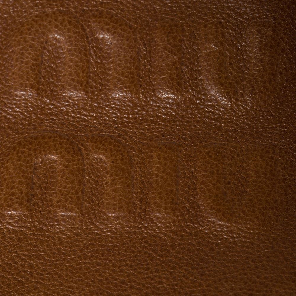 Miu Miu Mini Logo Embossed Leather Shoulder Bag In Brown